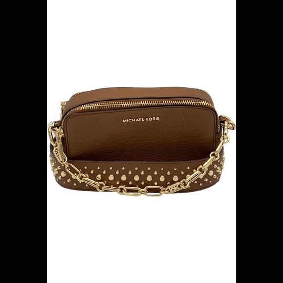 Michael Kors Jet Set SM Pebbled Leather Double-Zip Camera Bag Luggage - Picture 1 of 3
